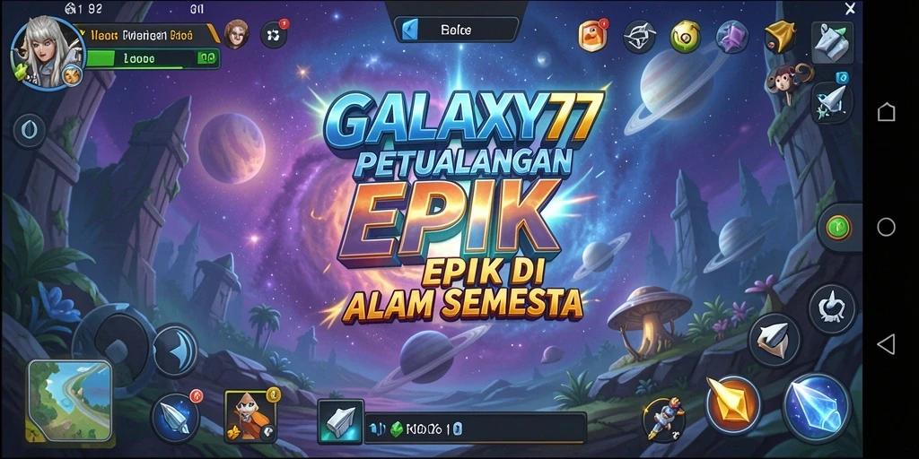 Tampilan gameplay menegangkan dari GALAXY77 dalam pertempuran RPG yang mendebarkan.