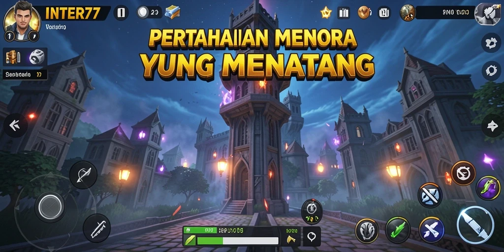 Screenshot INTER77 menampilkan gameplay menara pertahanan yang mendebarkan.