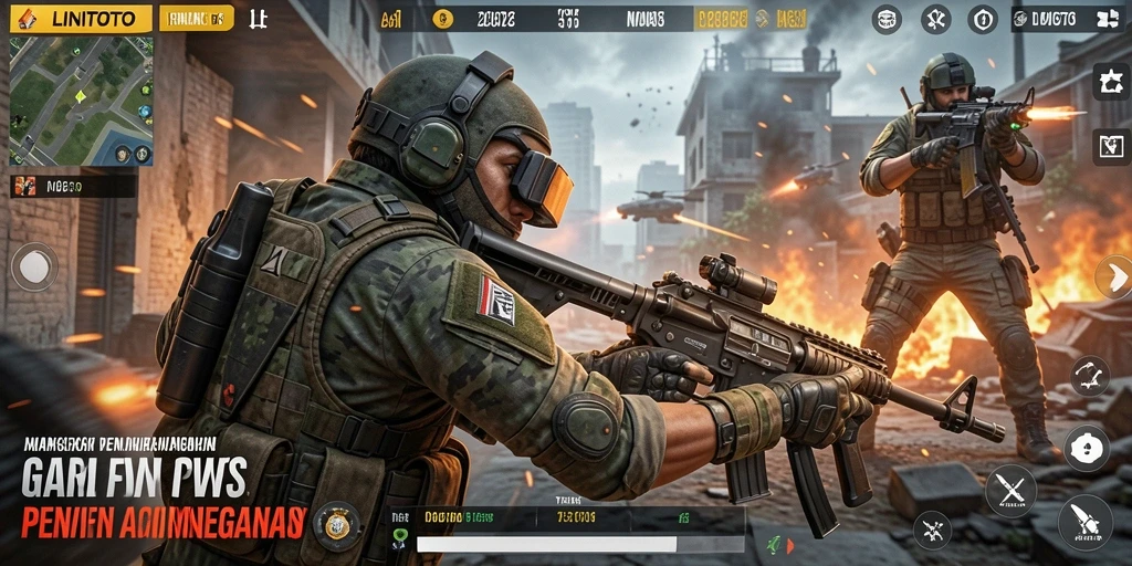 Tampilan gameplay intens dengan pertempuran seru di LINITOTO.