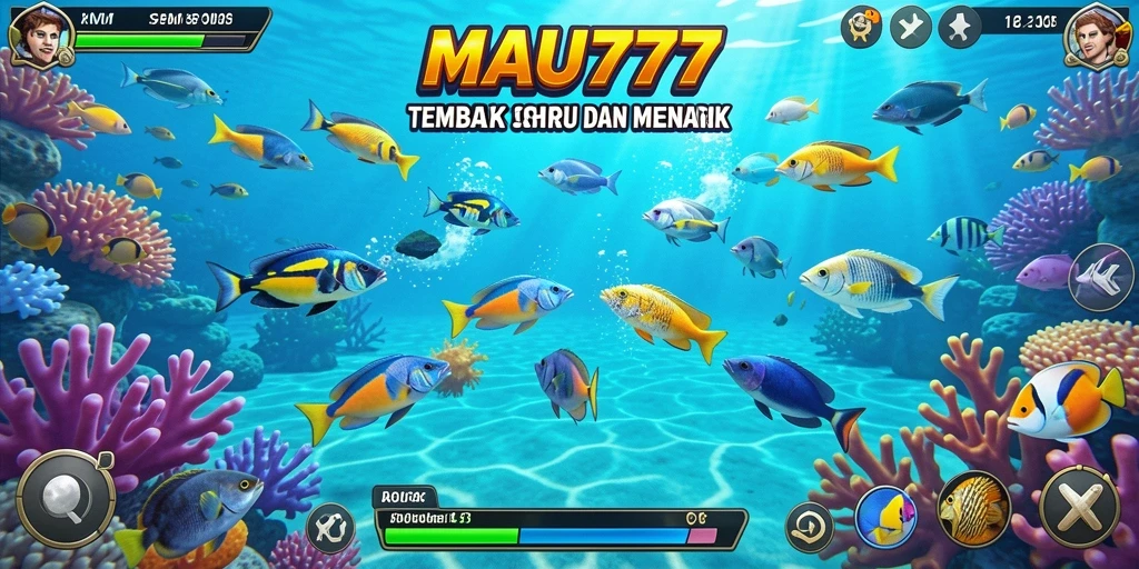 Tangkapan layar menunjukkan aksi seru dalam permainan Tembak Ikan MAU777.