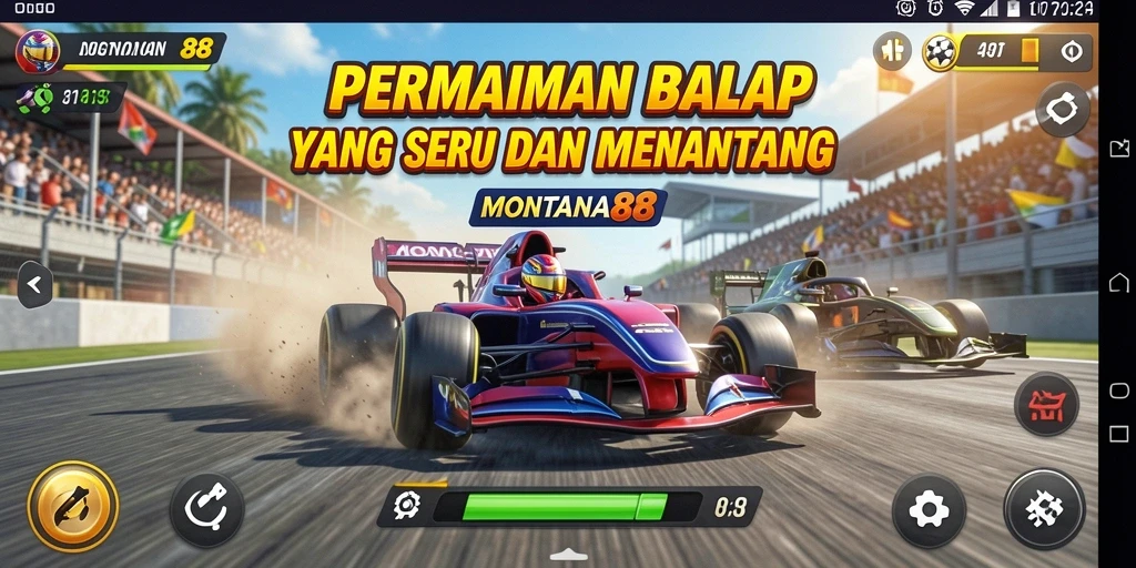 Tampilan gameplay Racing MONTANA88 yang seru dan mendebarkan.
