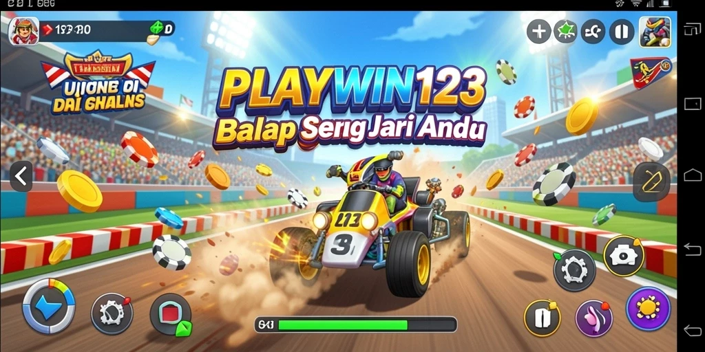 Tampilan gameplay balap seru di PLAYWIN123 dengan mobil cepat.
