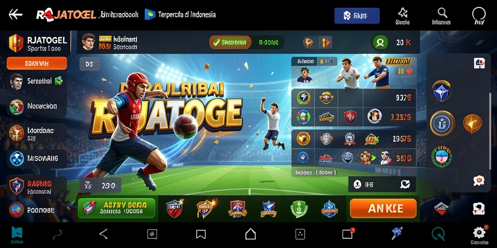Tampilan antarmuka aplikasi RAJATOGEL dengan fitur sportsbook yang lengkap.