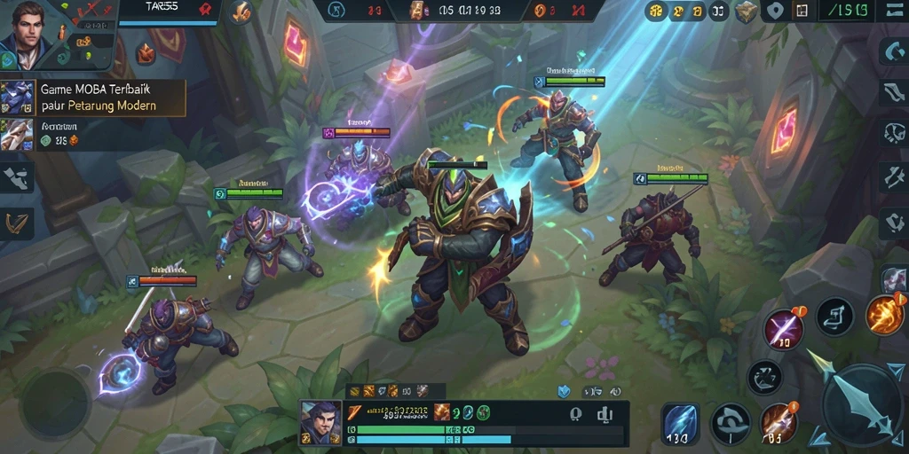 Screenshot TAR555 menunjukkan aksi intens dalam pertarungan MOBA.